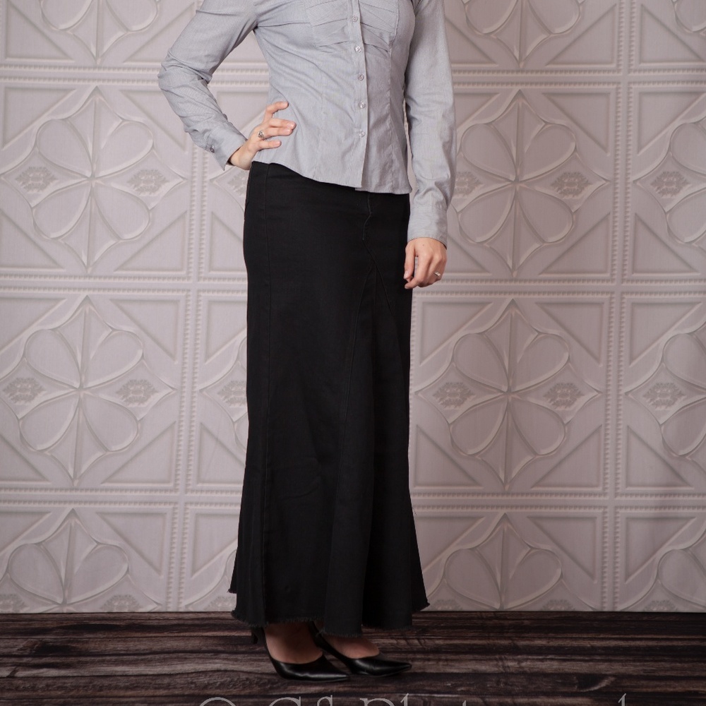 Long Denim Mermaid Skirt In Black